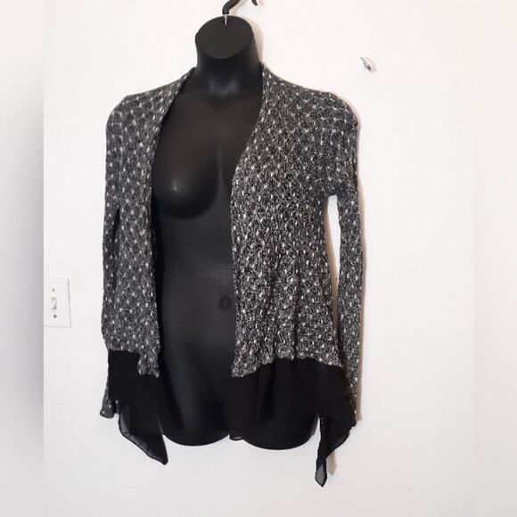 Paper Crane black/white sheer bottom knit cardigan - Picture 1 of 5